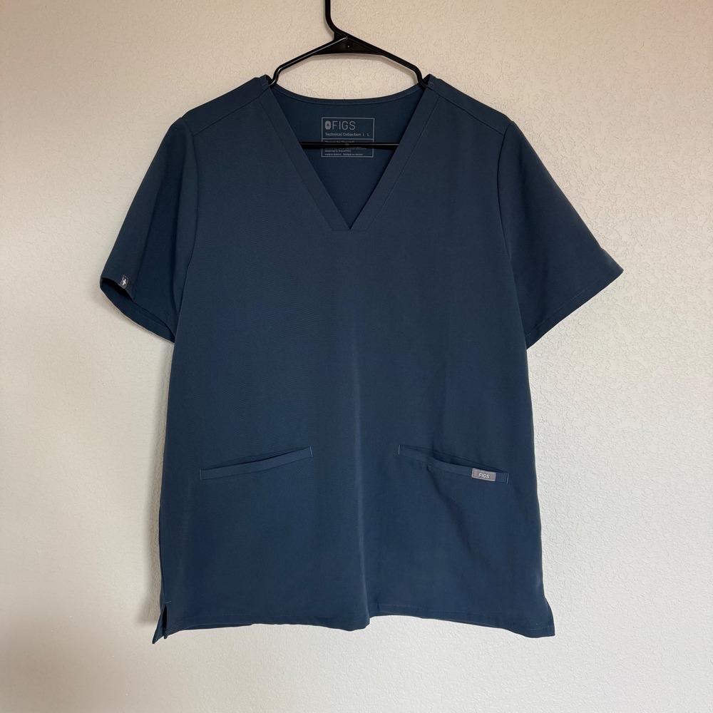FIGS Technical Collection Casma V-Neck Scrub Top Navy Blue FW1100 Large